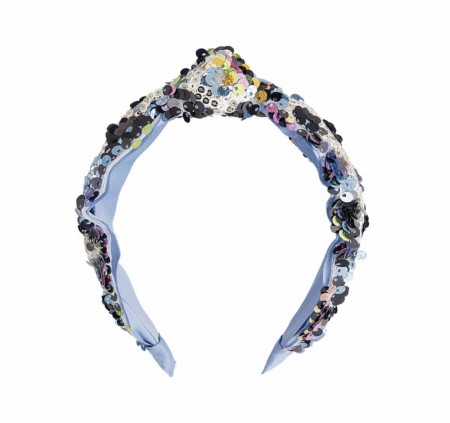 Headbands with sequins -Light blue