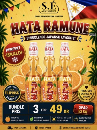 Hata ramune orange 3 for 49kr